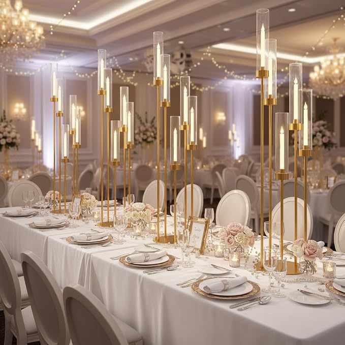 2PCS Gold Floor Candelabra, 5 Arm Candle Holder Tall Floor Candle Holder - Image 7