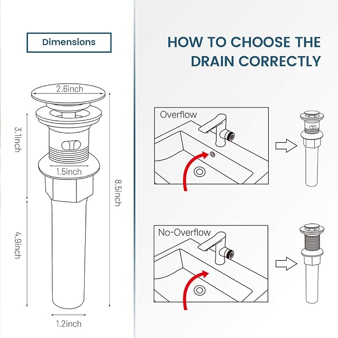 REGALMIX Vessel Sink Drain, Bathroom Pop-up Drain - Image 6