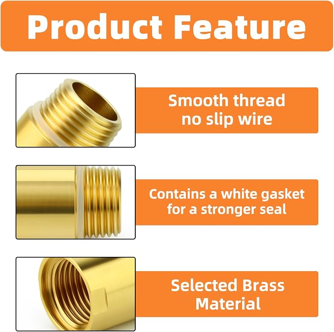 GASHER 2Pcs Brass Pipe Plumbing Adapter - Image 5