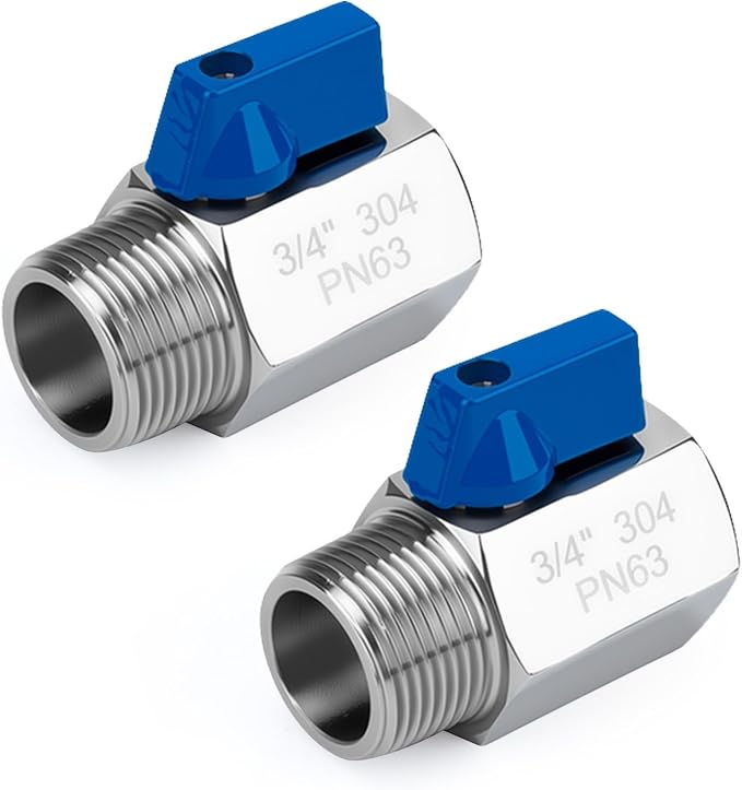 2 Pack 3/4" Mini Ball Valve, 304 Stainless Steel Manual Shut-Off Ball Valve by CTJfyrdian