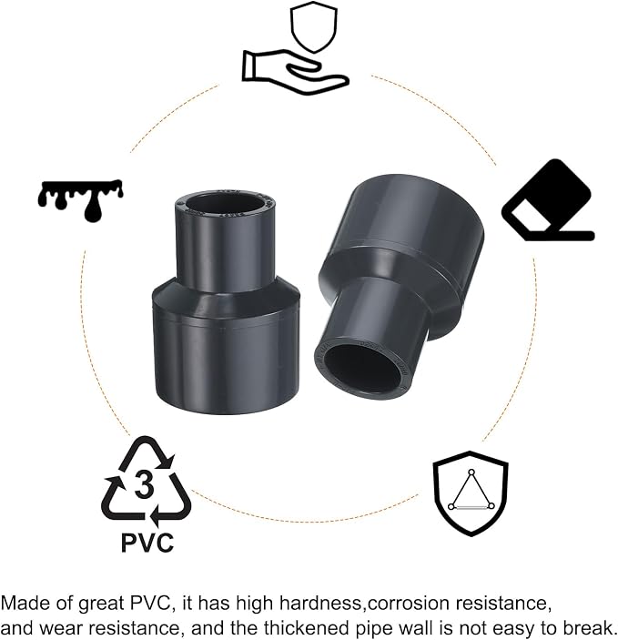 HARFINGTON PVC Reducing Coupling 1-1/4 x 3/4" Increaser/Reducer Coupling Pipe - Image 6