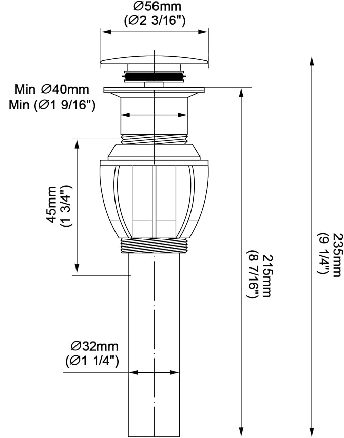 TIORIY Vessel Sink Drain Without Overflow, Bathroom Pop up Sink Drain Fit - Image 3