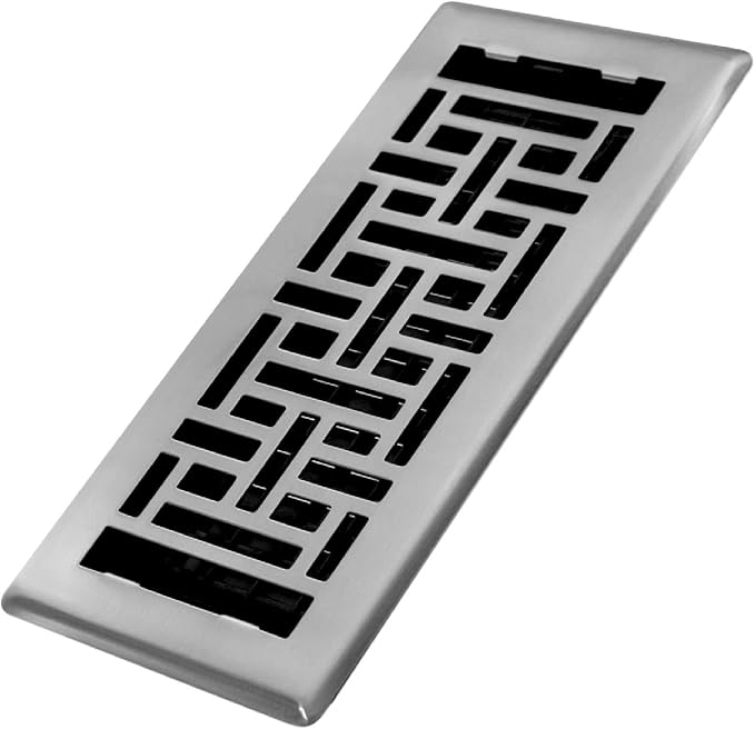 Decor Grates AJH410-NKL Oriental Floor Register, 4x10 Inches, Brushed Nickel - Image 2