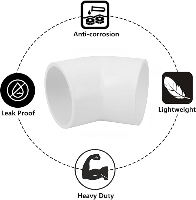4Pack 2" 45 Degree PVC Elbow Pipe Fitting Connector Furniture Build Grade SCH40 - Image 4