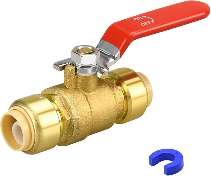 1/2" Push Fit Ball Valve with Disconnect Clip, Push-Fit Shut Off Valve | by PXZBLG