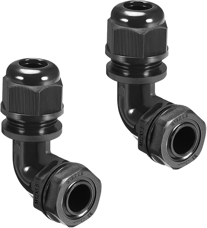 M12 Cable Gland, 90 Degree Adjustable 4-8mm Strain Relief, Cord Connectors by LeMotech