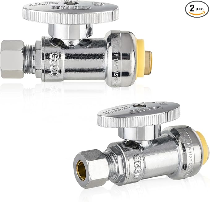 2 Pieces EFIELD Push Fit Straight Stop Valve, 1/4 Turn | Water Shut Off 1/2 by EFIELDPEXTUBING