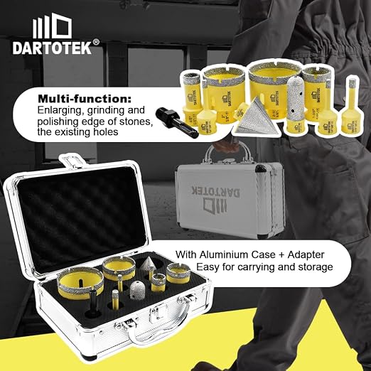 Diamond Core Drill Bits Set for Tile, DARTOTEK 10PCS Porcelain Hole Saw Kit - Image 5