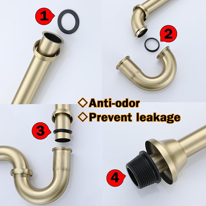 RANDOM Brass P Trap Bathroom Sink U-Shape 1-1/4 inch Sink Trap - Image 7