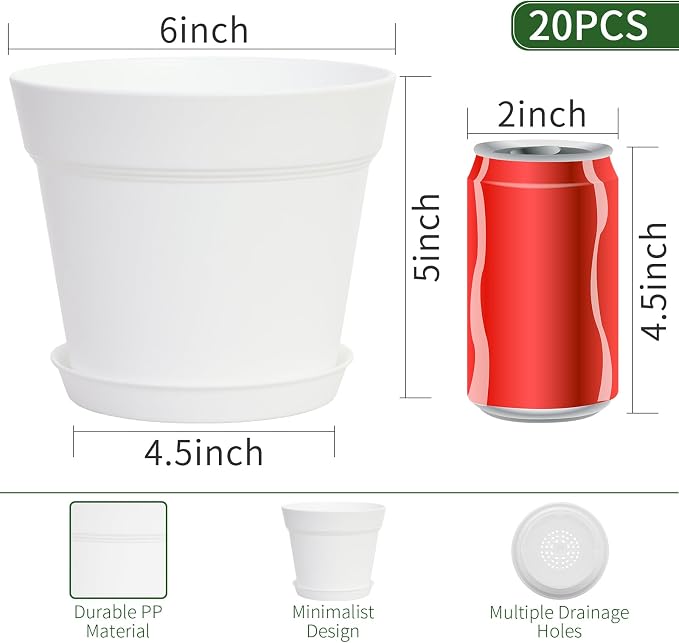 20 Pack 6 inch Plant pots, planters - Image 2