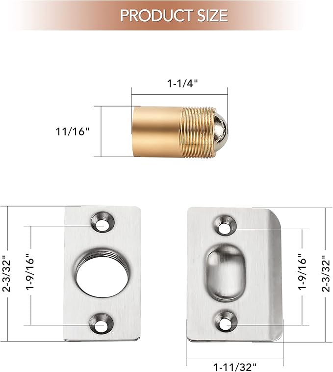 Ravinte Silver Door Ball Catch, Closet Door Latch Adjustable, 6 Pack | Solid - Image 2