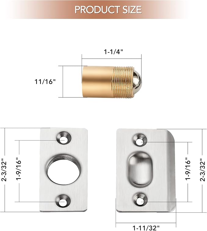 Ravinte Silver Door Ball Catch, Closet Door Latch Adjustable, 4 Pack | Solid - Image 2