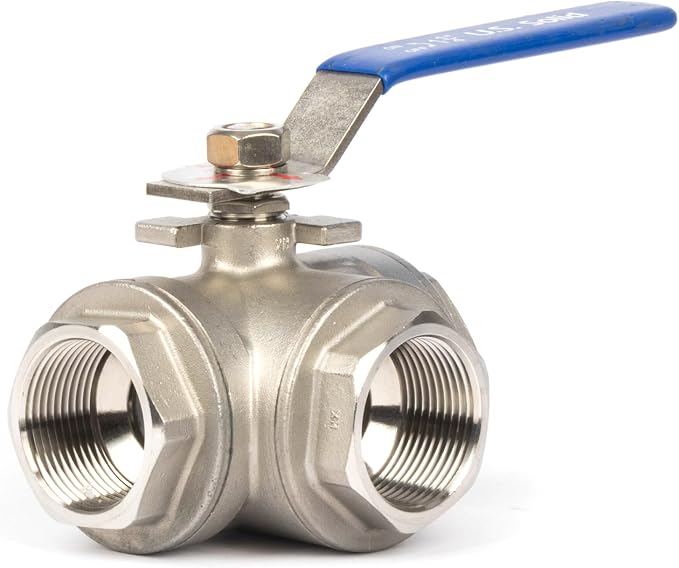 U.S. Solid 1-1/4" 3 Way Ball Valve - Image 3