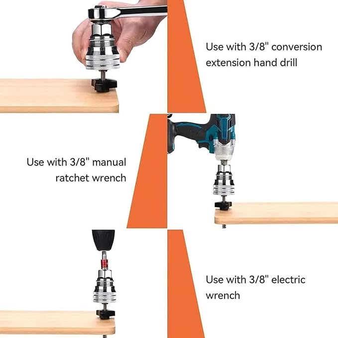 Universal Adjustable Socket Wrench, 3/8 Inch Drill Bit Adapter, Standard 10 to - Image 4