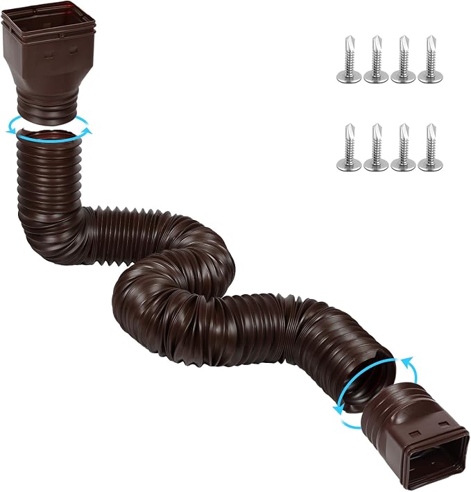 plusgutter 11.5ft Long Gutter Downspout Extensions Flexible, Down Spout Drain by plusgutter