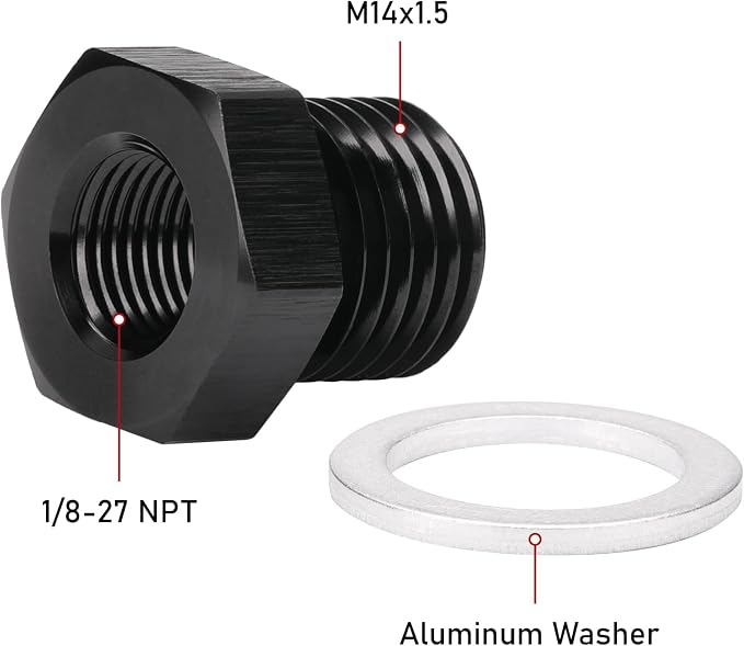M14x1.5 Male Metric to 1/8 NPT Female Oil Pressure Sensor Adapter Fitting - Image 2