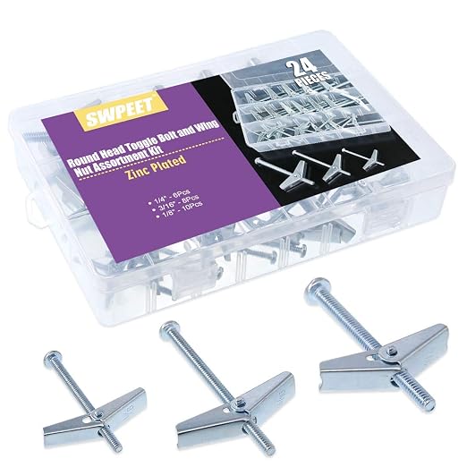 Swpeet Assorted 24 Pcs Toggle Bolt and Wing Nut Kit by Swpeet