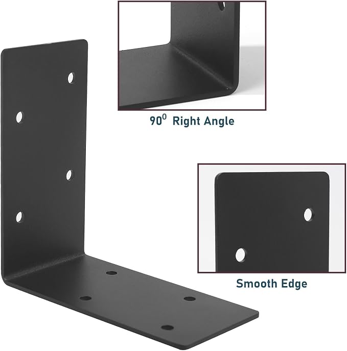 4 PCS Heavy Duty Steel Corner Brackets, 90 Degree Post Bracket, Metal Joint - Image 5