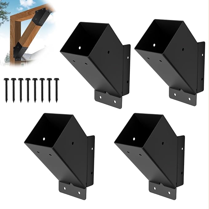 4 Pcs 45° 4"x 4"Angle Support Brackets | Angle Support Bracket|Heavy Duty Metal by AXWHYS