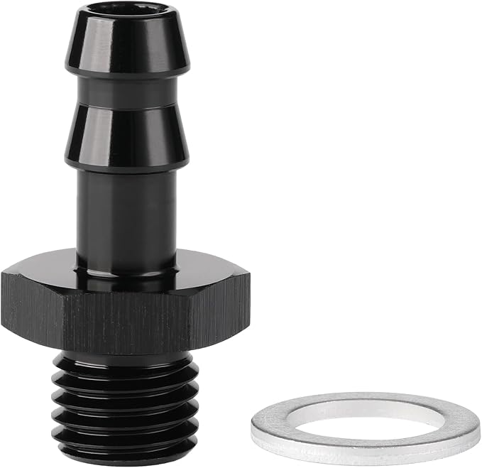 M12x1.5 Male Metric to 5/16 Barb Fuel Pump Outlet Adapter Fitting Aluminum Black by Podavelle