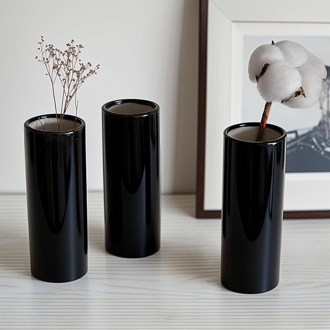Modern Black Ceramic Vase Set of 20 - Image 3