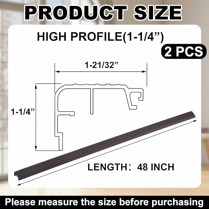 Pangda 2 Pcs 48 L Fixed Vinyl Sill Cap 1-1/4 Inches High Exterior Door - Image 2