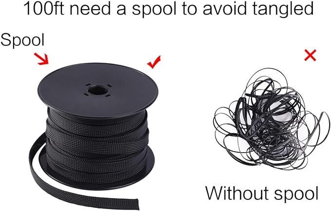 Keco 100ft – 1/2 inch PET Expandable Braided Cable Sleeve – Wire Sleeving - Image 7