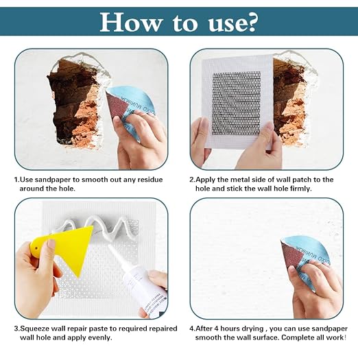 8'' by 8'' Drywall Patch Kit, Safemend Drywall Repair Adhesive, Filler - Image 5
