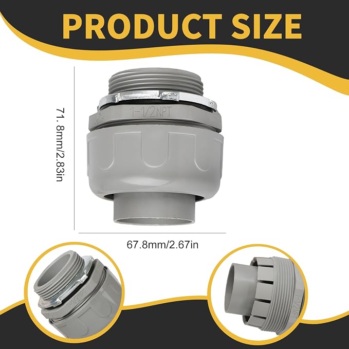 Conduit Connectors, 1-1/2 Inch, Non-Metallic, - Image 2