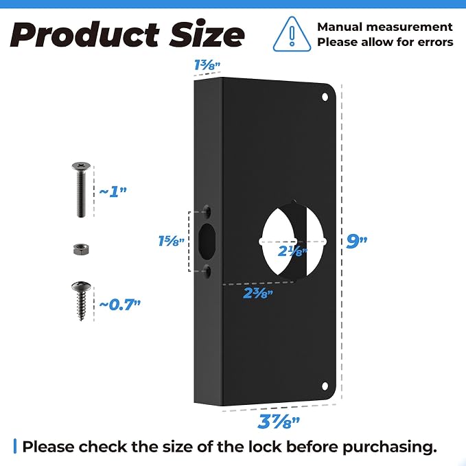 Black U 9585 Stainless Steel Lock and Door Reinforcement Plate - Image 2