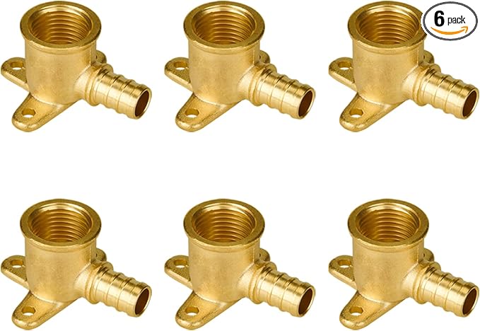 6-Pack 1/2 Inch PEX Drop Ear Elbow | Brass by SUNGATOR