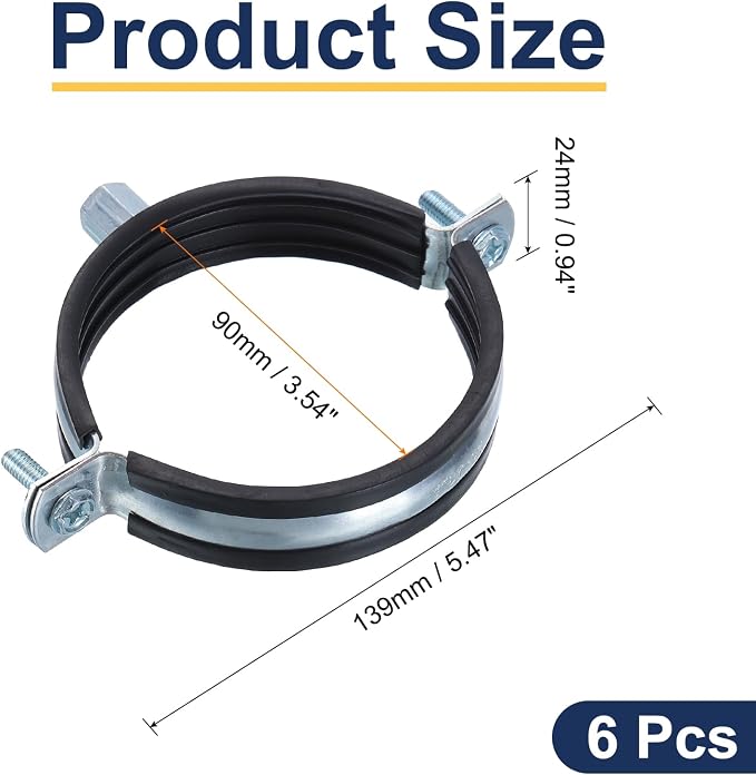 uxcell 6 Pcs Split Ring Pipe Hanger, 90mm/3.5inch Adjustable Pipe Bracket Clamp - Image 2