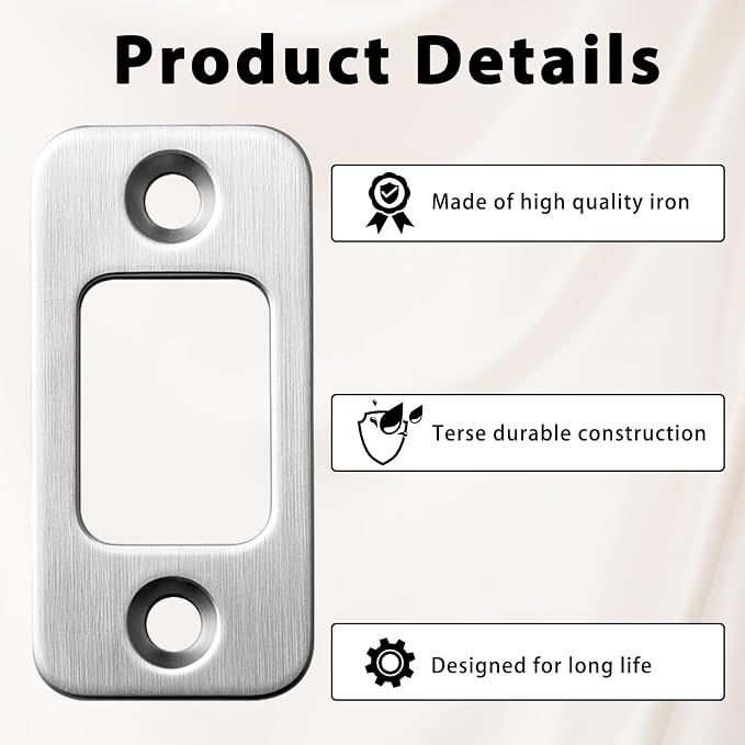 2 Sets Deadbolt Strike Plate Door Strike Plate Door Backplate 1" x 2-1/4" Round - Image 3