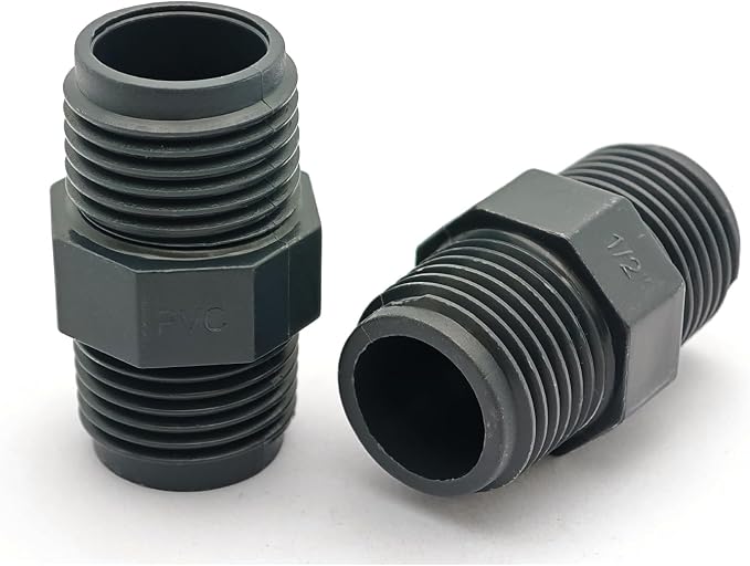 5PCS 1/2" PVC Hex Nipple Fitting, G1/2 X G1/2 Male Thread Coupling Adapter - Image 4
