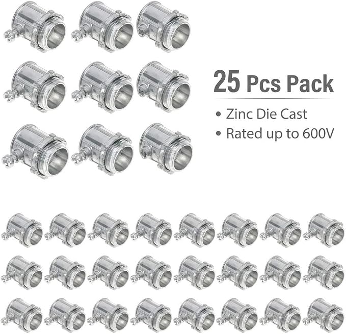 QWORK EMT Set Screw Connectors, 1/2" Zinc Die Cast, High Voltage & Easy - Image 7