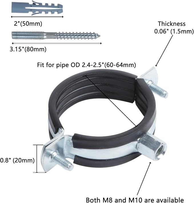4 PCS Split Ring Pipe Hanger, Heavy Duty Adjustable Pipe Bracket Clamp - Image 2