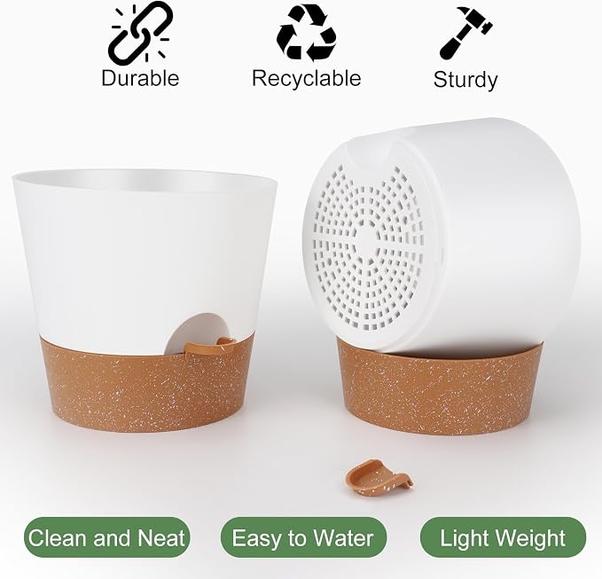 YNNICO 10 inch Plant Pots, Self-Watering Planters - Image 3