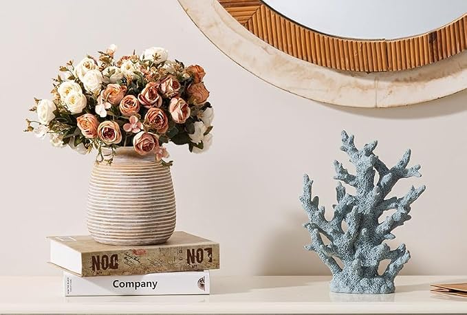 Ceramic Rustic Vase, Small Flower Farmhouse Vases Home Decor, 6“ Terracotta - Image 5