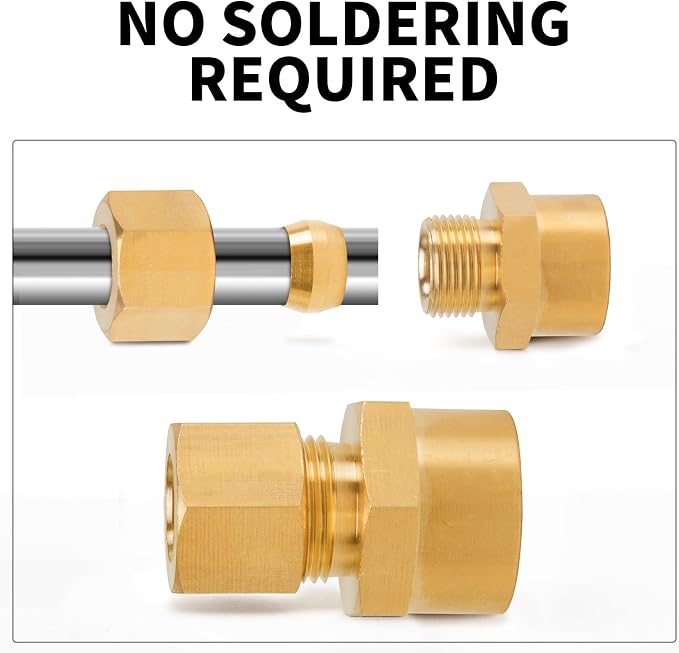ChillWaves Brass Compression Tube Fitting, 1/2" OD x 1/2" NPT Female - Image 3
