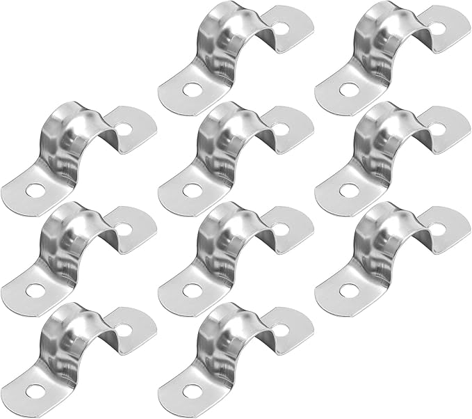 Bonsicoky 10Pcs M12 Rigid Pipe Strap, 1/2" Stainless Steel 2 Holes Cable U by Bonsicoky