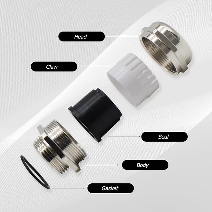 MAKERELE NPT 1/2" Nickel-Plated Brass IP68 Waterproof Cable Glands, Adjustable - Image 4