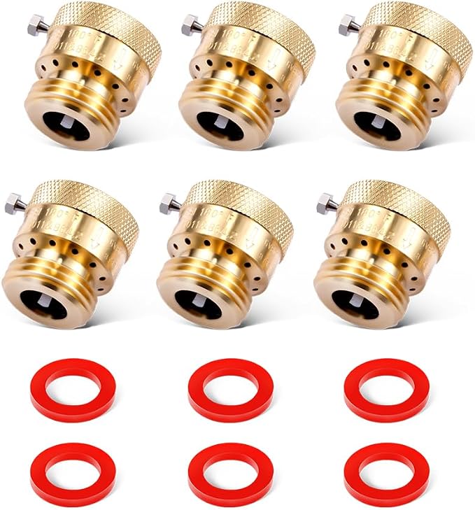6 Pack Brass 3/4" Inch GHT Hose Bibb Backflow Preventer Vacuum Breaker | by LitOrange