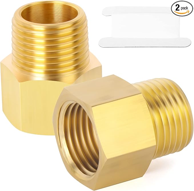 GASHER 2PCS Brass Pipe Fitting, 1/4-Inch Male Pipe x 3/8-Inch Female Pipe by GASHER