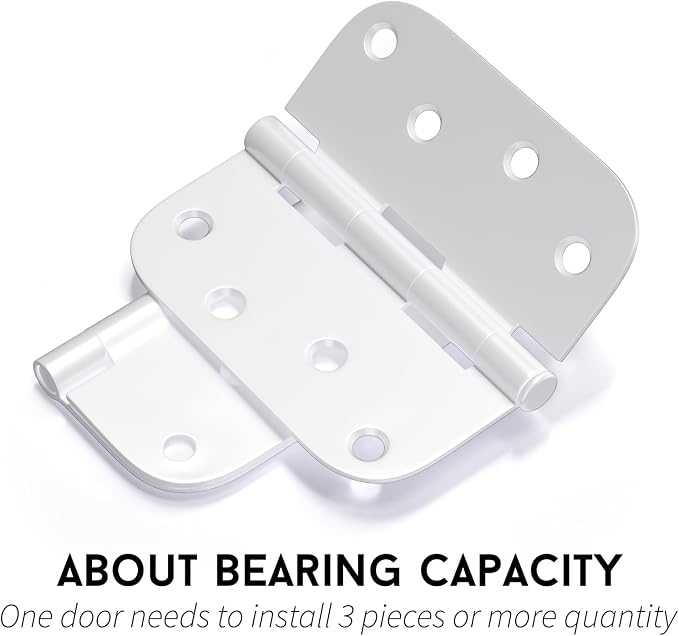 goldenwarm Pack of 3 Door Hinge White Heavy Duty Iron Door Hinges, 4 Inch x 4 - Image 5