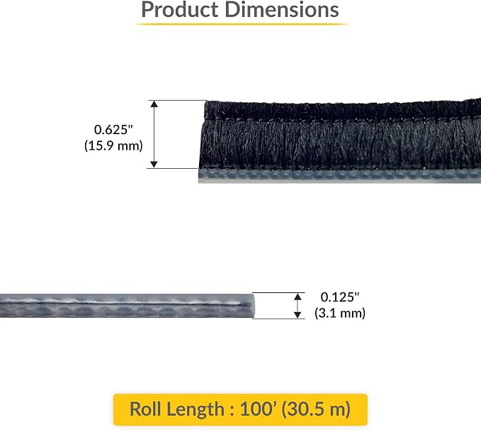 Brixwell Vanguard Astragal Pile Weatherstrip 0.625" Pile Height, and Moisture - Image 2