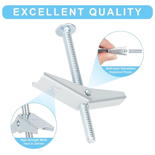 26 Sets 3 Size Toggle Bolts Heavy Duty Metal Drywall Anchors Kit | Toggle Bolts - Image 3