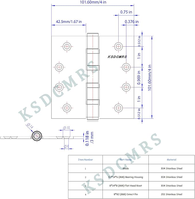 Stainless Steel Matte Black 4 inch Door Hinges, Interior Door Hinge，Heavy Duty - Image 2