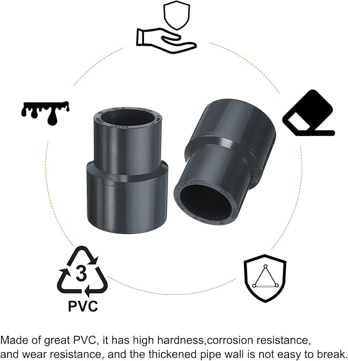 HARFINGTON PVC Reducing Coupling 1-1/4 x 1" Increaser/Reducer Coupling Pipe - Image 6