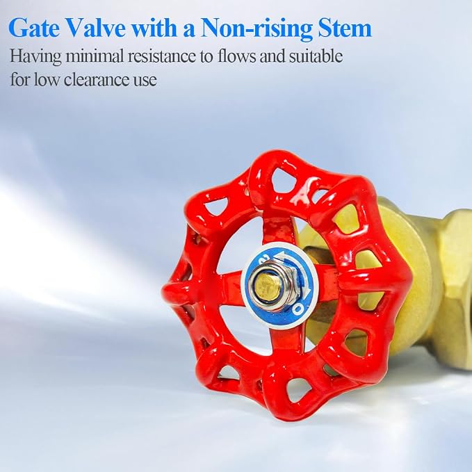 WiseWater 1 1/2" BSPP Brass Gate Valve, Rotating Sluice Valve Two-way Flow - Image 4