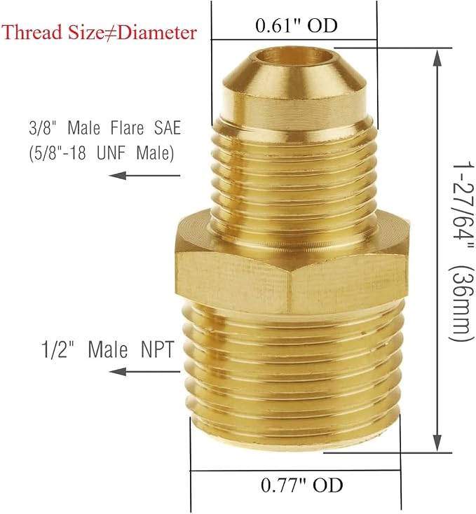 2pcs Metals Brass Tube Fitting Coupling Half Union Gas Adapter 3/8" Flare x - Image 2
